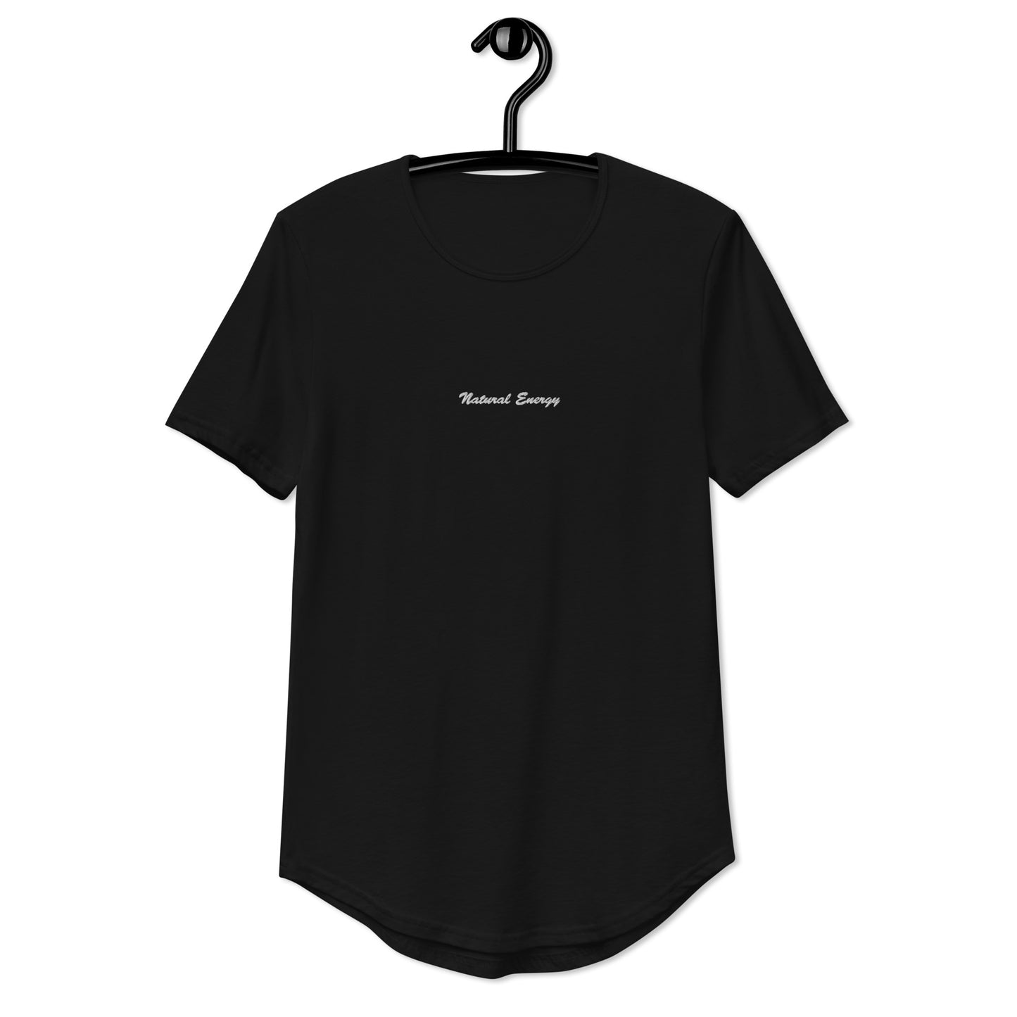 Cursive Curved Hem T-Shirt